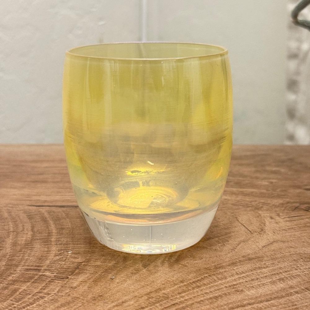 Glassybaby Soul Hand Blown Glass Votive Candle Holder Iridescent Yellow 1335